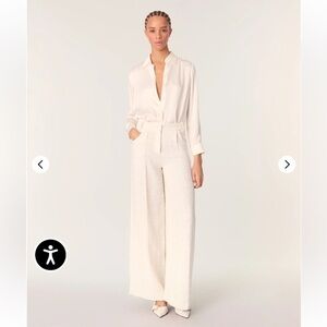 H&M White Cover Buttons Elegant Blouse Long Sleeves Size 6